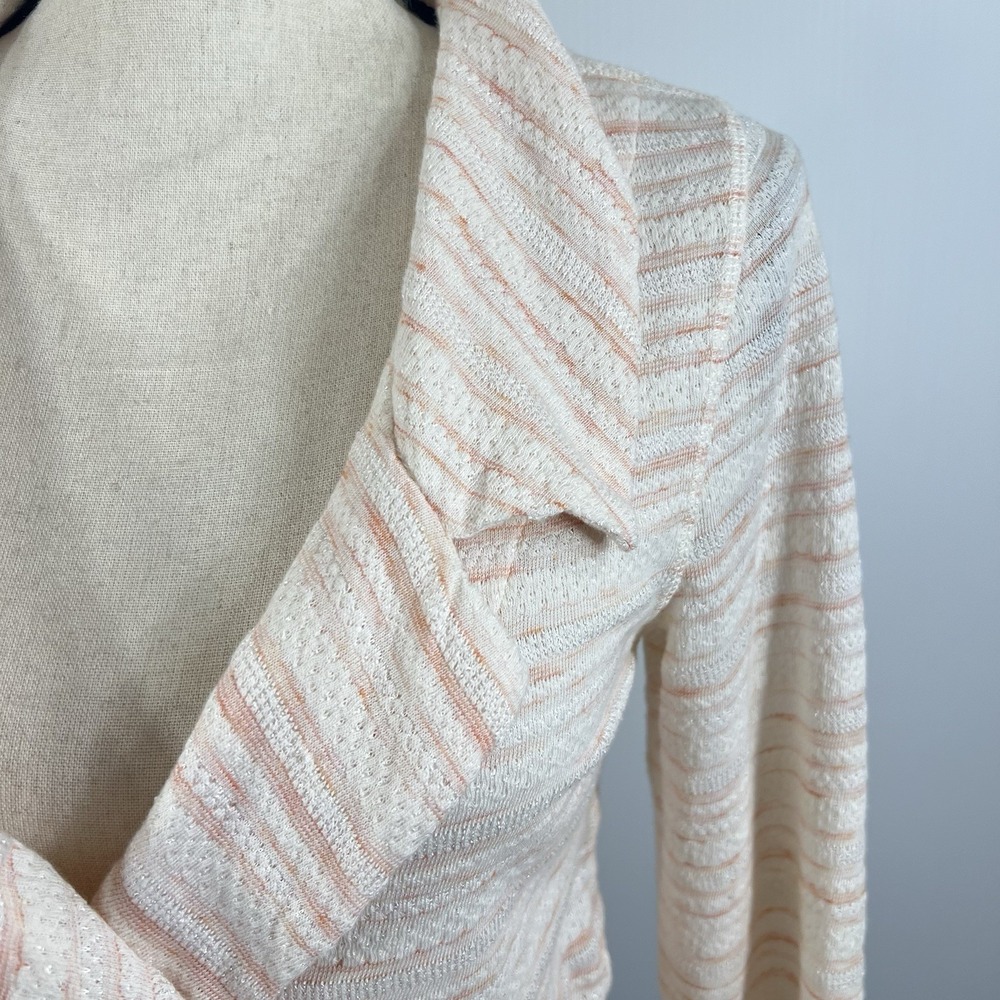 Free People Eloise Wrap Top Size M Tie Cropped Long Sleeve Striped Cotton Blend - Picture 3 of 10
